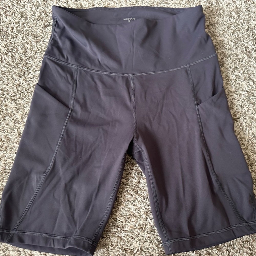 ADODOS Gray High Waisted Biker Shorts | Compression Yoga Gym Athleisure Shorts - Picture 2 of 5